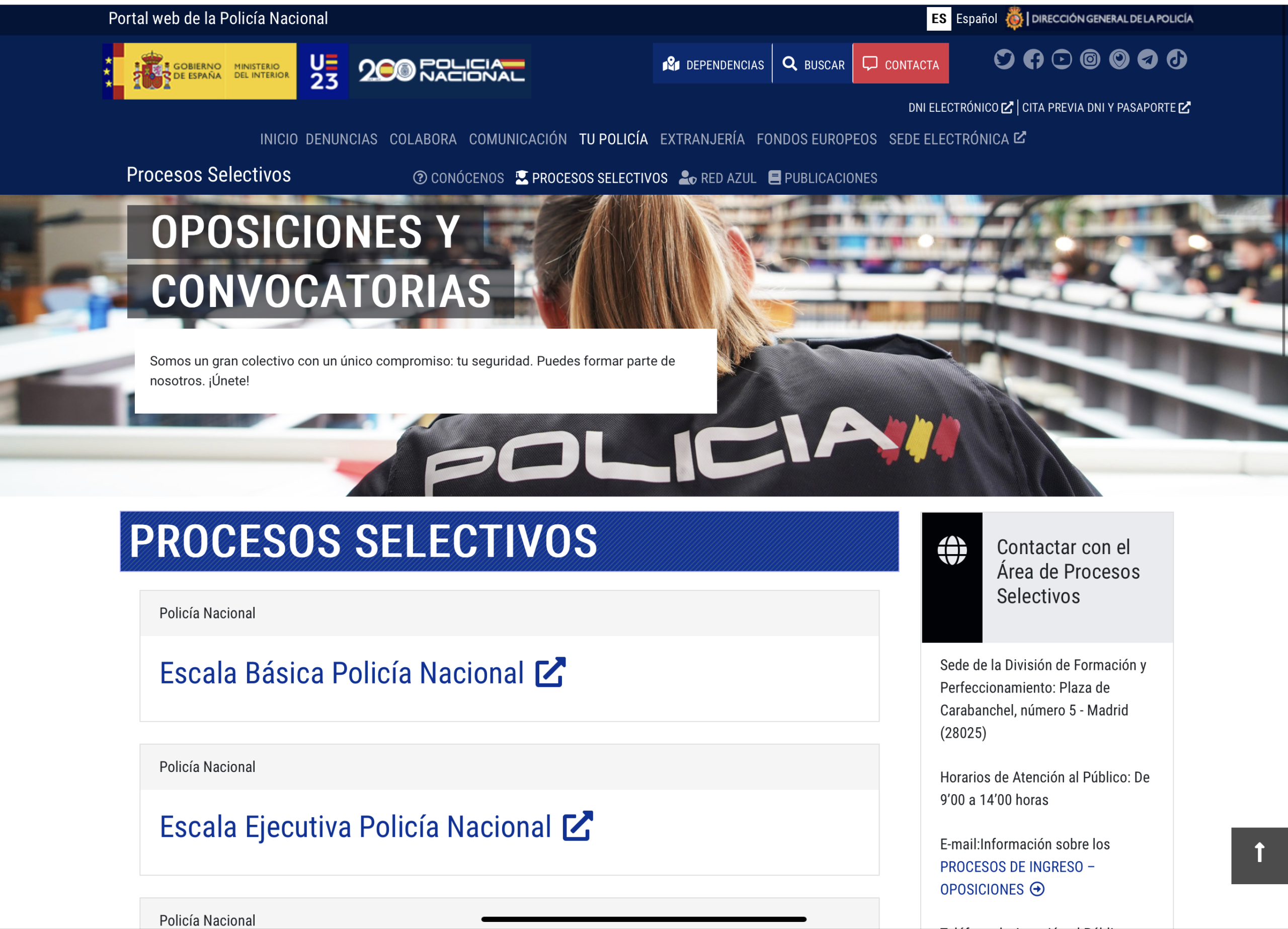 inscripción proceso selectivo policía nacional