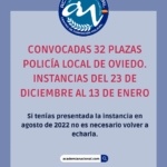 convocadas 32 plazas de policia local de oviedo