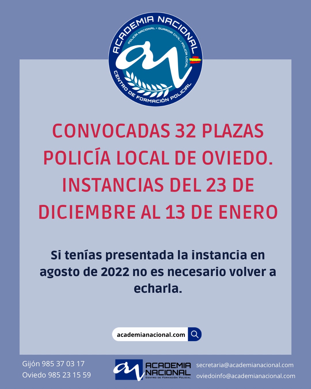 convocadas 32 plazas de policia local de oviedo