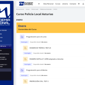 Ejemplo del contenido de nuestro Curso Online de Policía Local